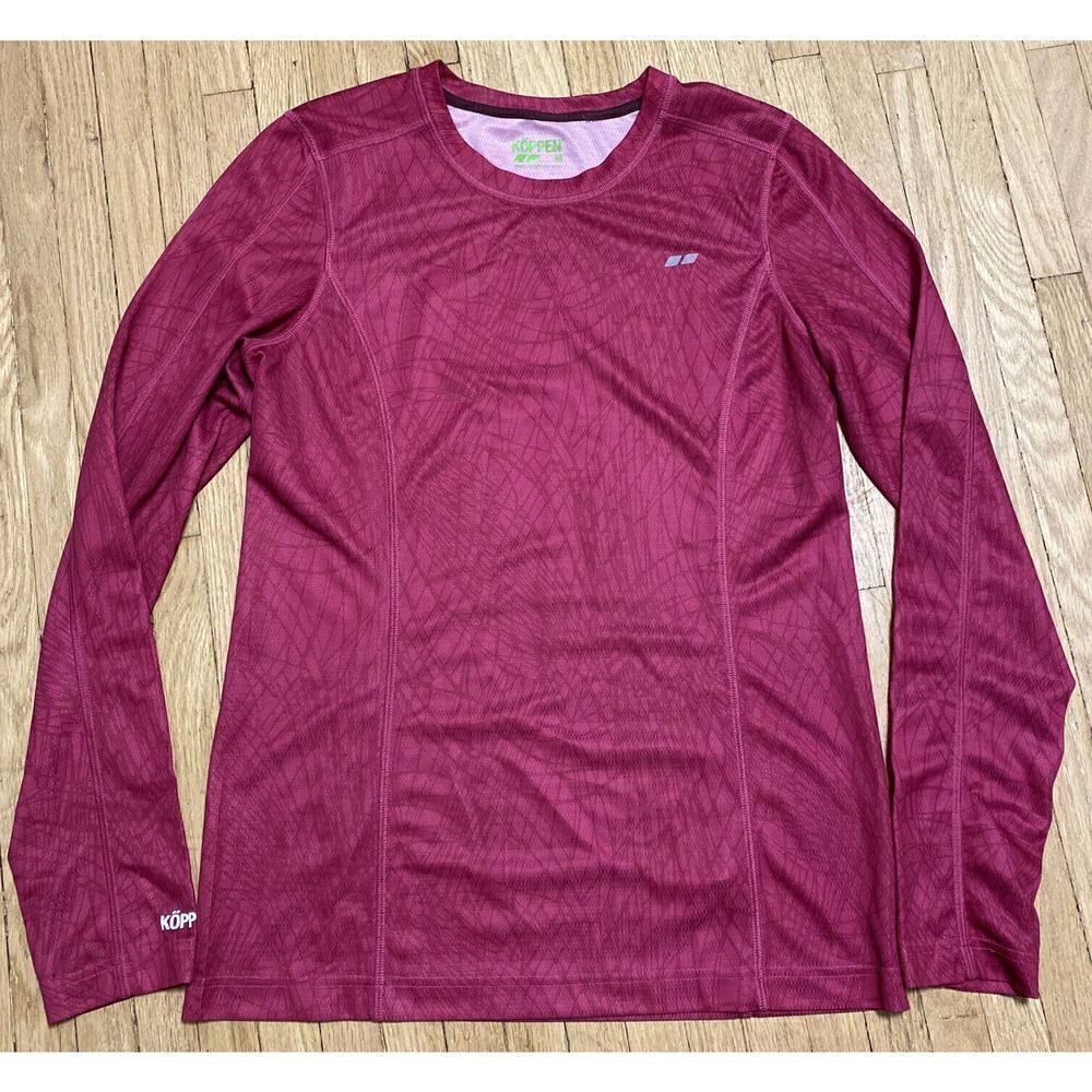 Womens Long‎ Sleeve KOPPEN Workout Base Layer T shirt Magenta Medium M